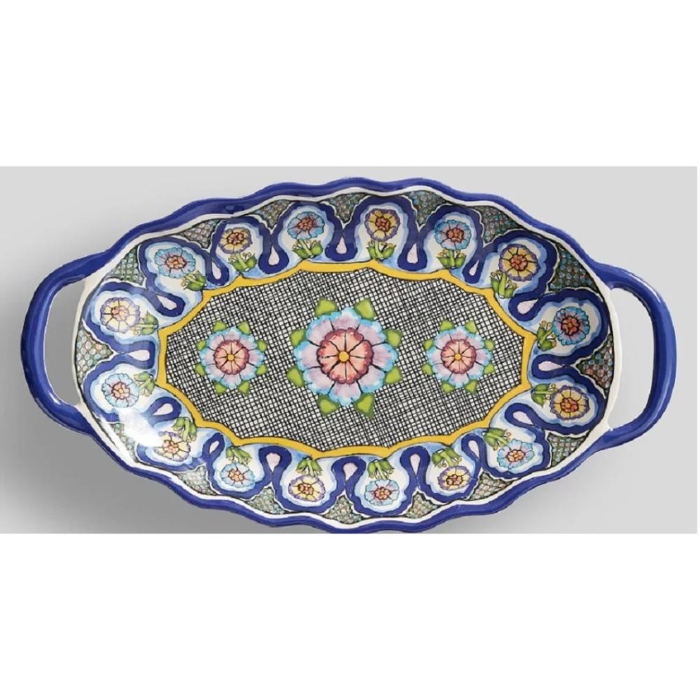 Pottery Barn Melamine Del sol Tray Serving Platter Brand New Gorgeous